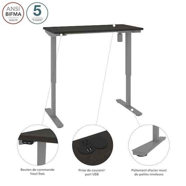 Bestar Upstand 24” X 48” Standing Desk In Deep Grey